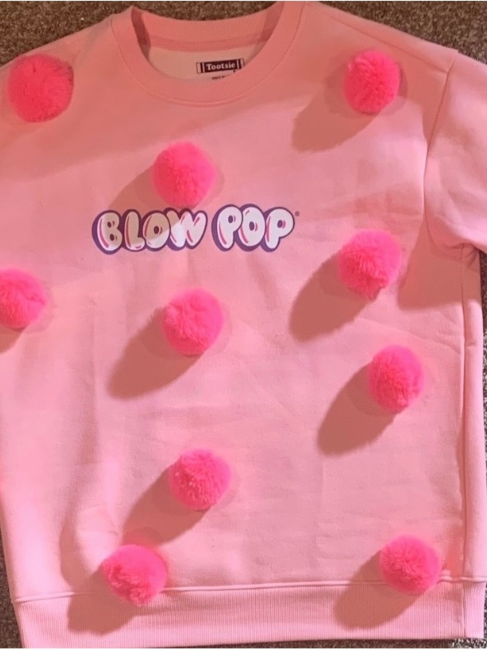 Blow Pop Bubble gum Pink Pom-Pom Sweatshirt
